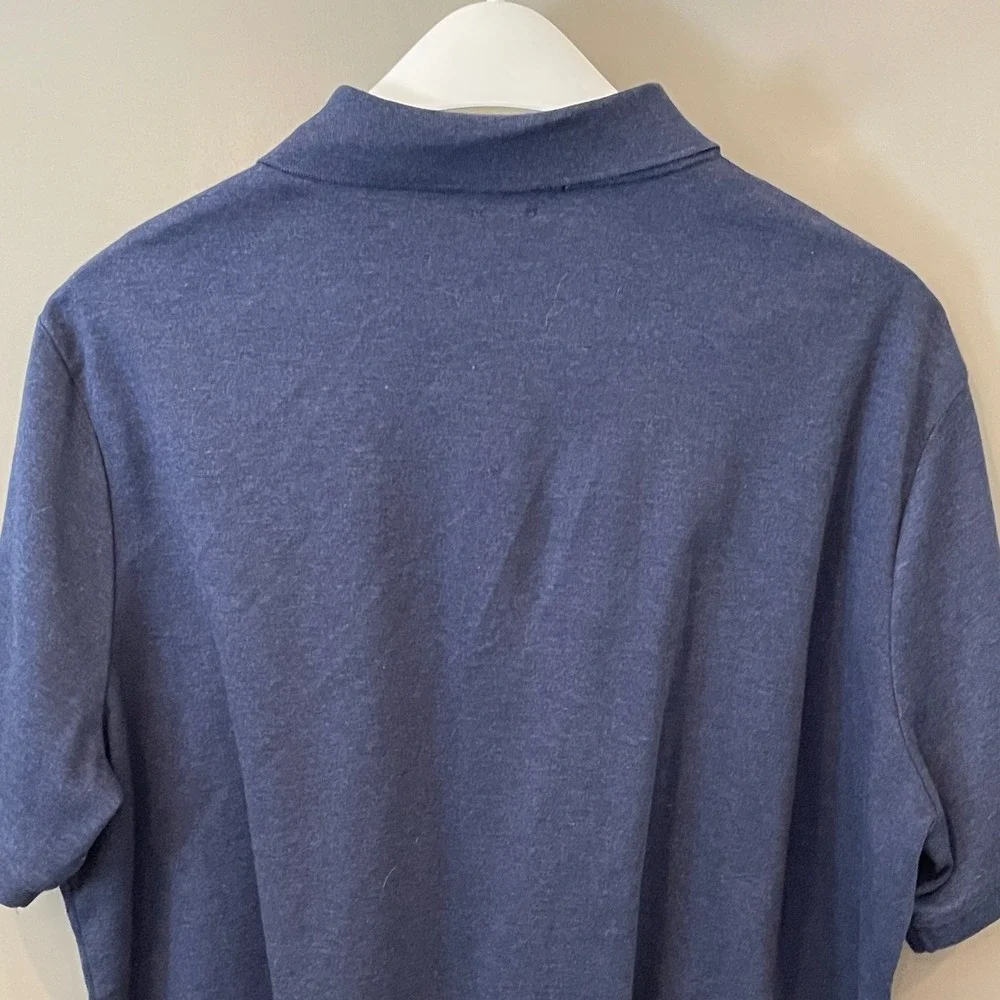 Polo Ralph Lauren Mens Classic Fit Navy Blue Heather Cotton Polo Shirt Large LG